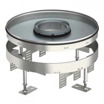 Säädettävä lattiarasia johtojen ulostuloputkella, RKFR, ruostumaton teräs