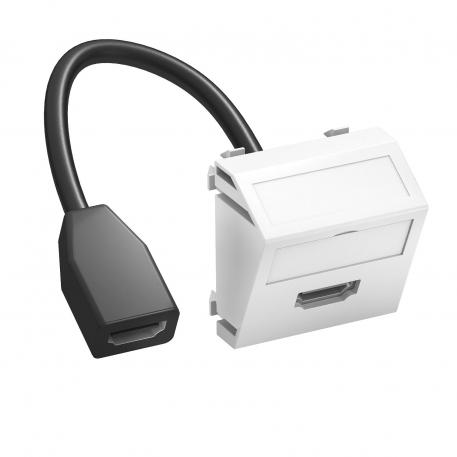 HDMI-liitäntä, 1 moduli, vino, adapterilla  |  | HDMI | puhtaanvalkoinen, RAL 9010