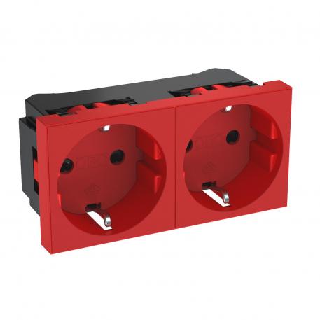 0° socket, protective contact, double 2 | Double 0° | punainen, RAL 3001