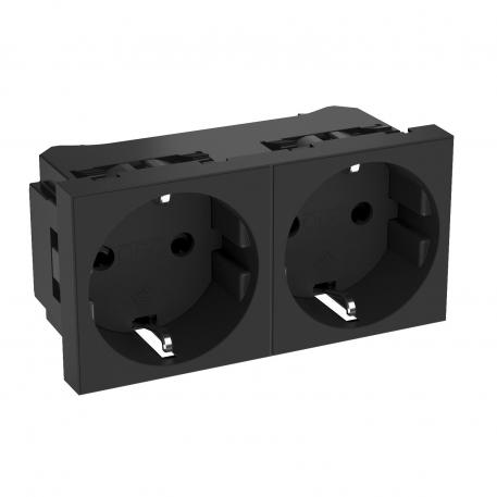 0° socket, protective contact, double 2 | Double 0° | mustanharmaa, RAL 7021