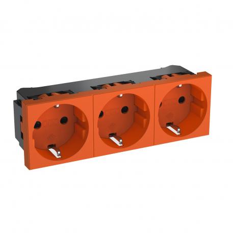 0° socket, protective contact, triple 3 | Triple 0° | puhtaanoranssi, RAL 2004