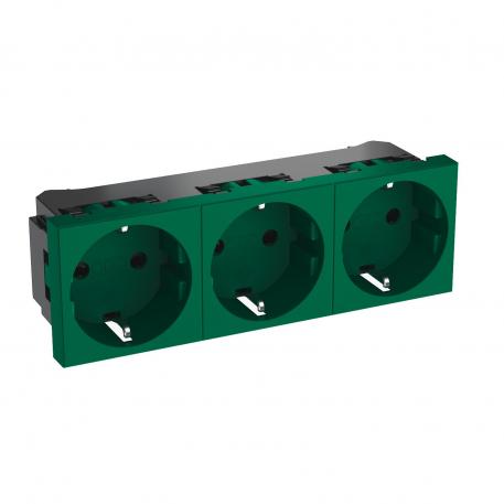 0° socket, protective contact, triple 3 | Triple 0° | vihreä, RAL 6029