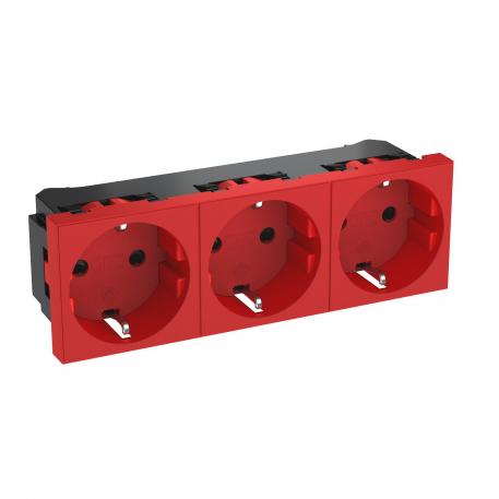 0° socket, protective contact, triple 3 | Triple 0° | punainen, RAL 3001