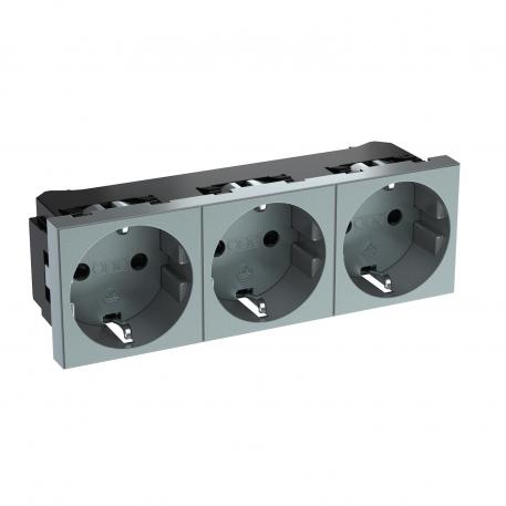0° socket, protective contact, triple 3 | Triple 0° | alumiini, pulveripinnoitettu