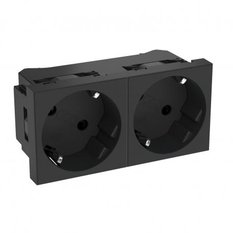 33° socket, protective contact, double 2 | Double 33° | mustanharmaa, RAL 7021
