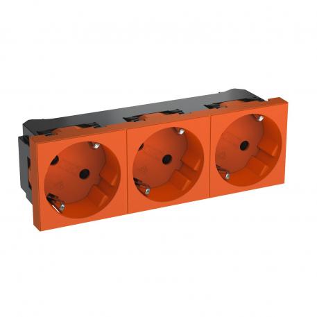 33° socket, protective contact, triple 3 | Triple 33° | puhtaanoranssi, RAL 2004