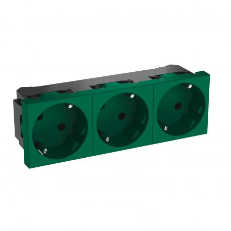 33° socket, protective contact, triple 3 | Triple 33° | vihreä, RAL 6029