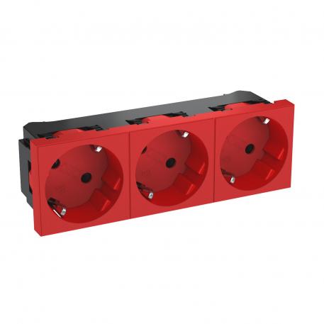 33° socket, protective contact, triple 3 | Triple 33° | punainen, RAL 3001