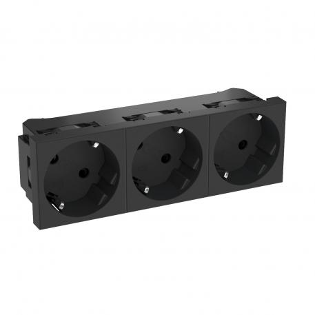 33° socket, protective contact, triple 3 | Triple 33° | mustanharmaa, RAL 7021