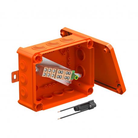 Palonkestävä jakorasia FireBox T160 kalvotiivisteillä, 1 sulakepesä 176x135x67 | 12 | IP66 | pastellinoranssi, RAL 2003
