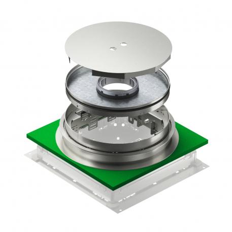 Säädettävä lattiarasia johtojen ulostuloputkella, RKFNUZD3, ruostumaton teräs